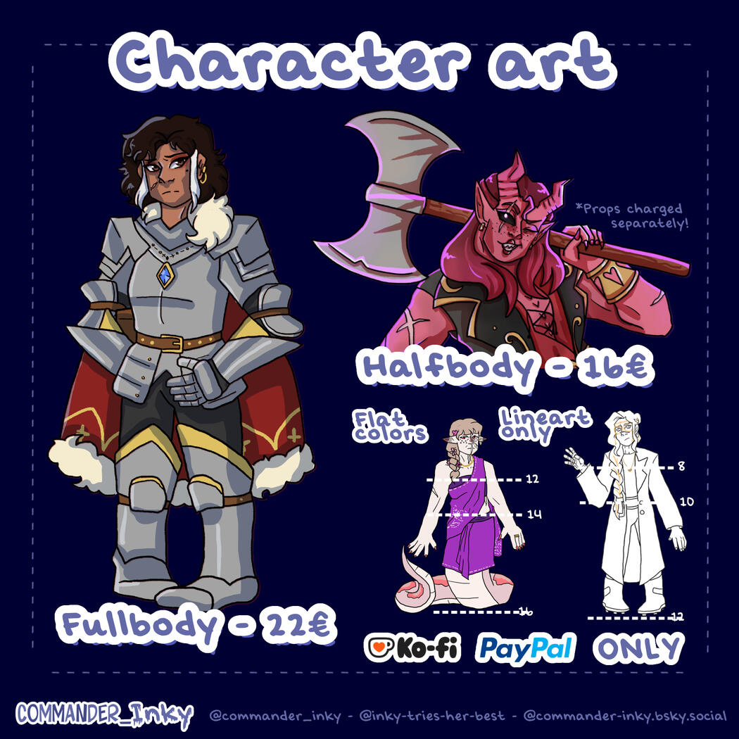 Commission sheet for standard character art